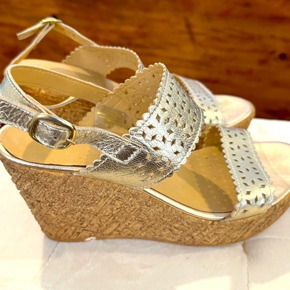 Gold Wedge Sandals - Picture 3 of 4